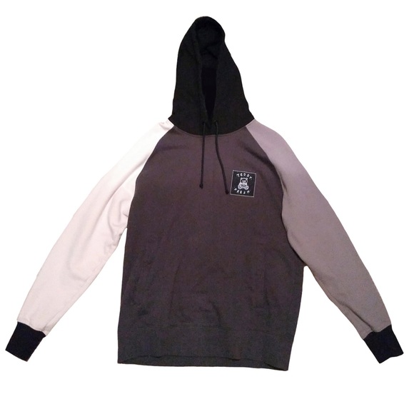 teddy fresh color block greyscale hoodie